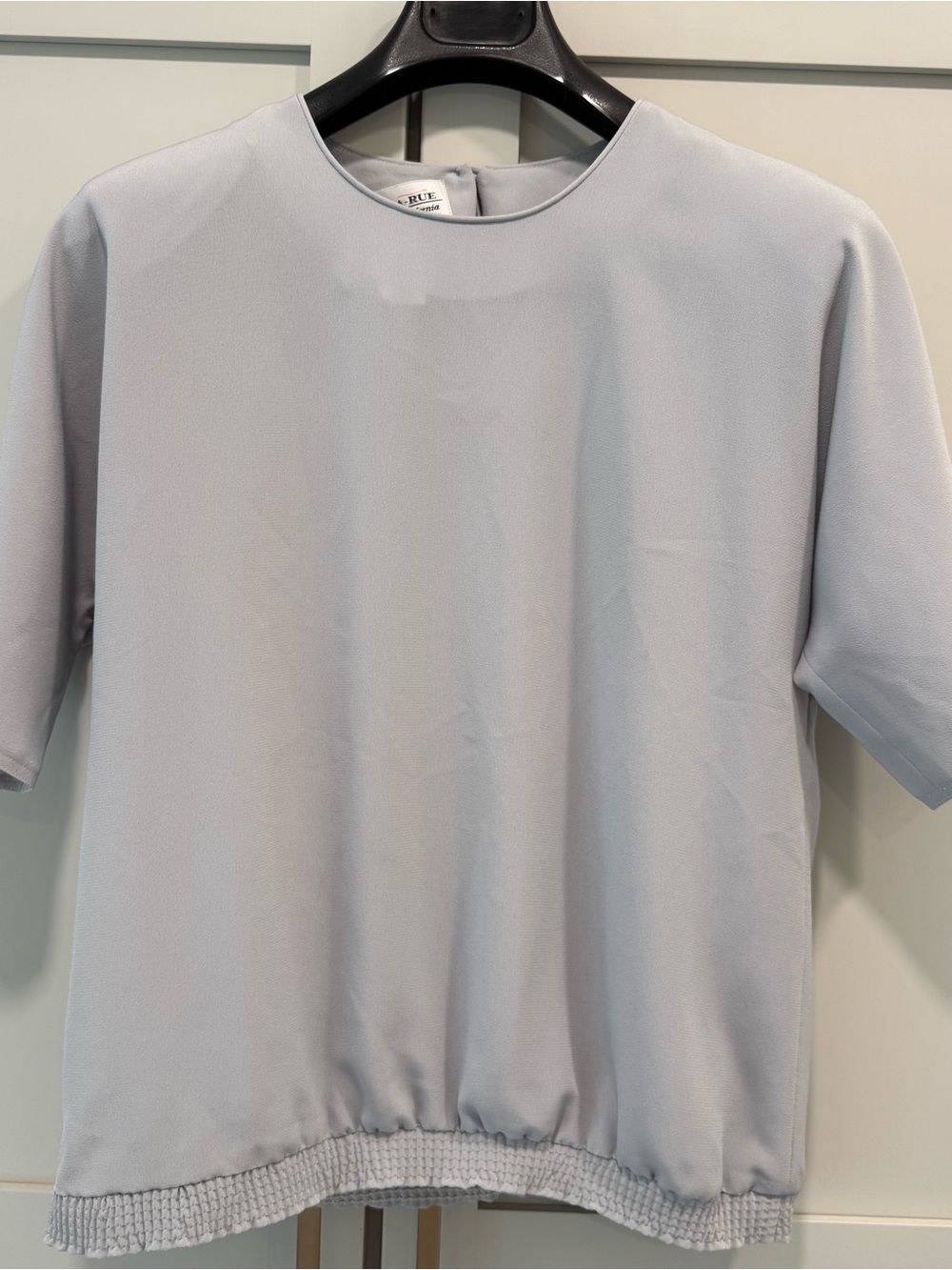 Vtg 80s Da-Rue of California Gray Chiffon Blouse Short Sleeve Shoulder Pads Sz 8